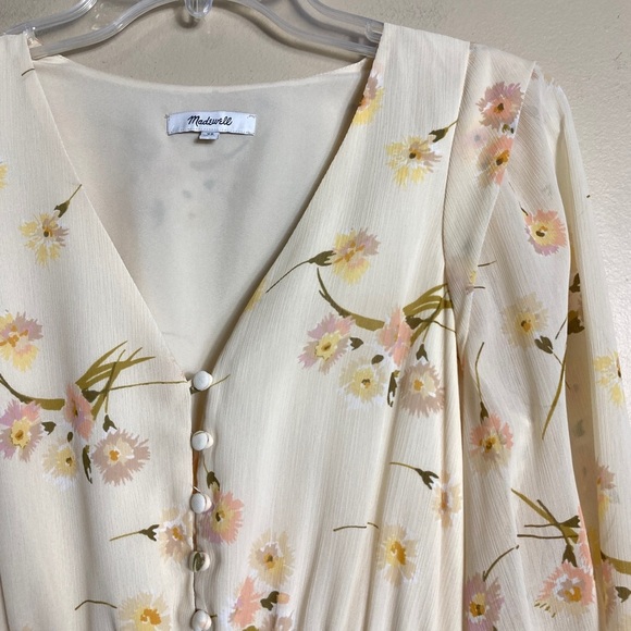 Madewell Cate Floral Print Mini Long Sleeve Dress in Carnation - Picture 6 of 14